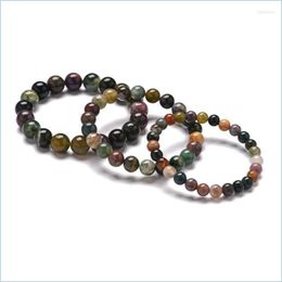 Charm Bracelets Charm Bracelets Fashion Women Men Bracelet Handmade Jewellery Natural Stone Beaded Strand India Onyx 6/8/10Mm Kent22 D Dhj4M