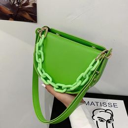 Evening Bags Acrylic Chain Summer Totes Mini PU Leather Saddle Crossbody For Women 2022 Brand Fashion Green Shoulder Handbags And Purses