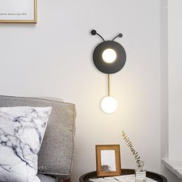Wall Lamps Nordic Bear Crown Gear Lights Metal Glass Ball Led Lamp Children Bedroom Bedside Study Home Decor Light Luminaire