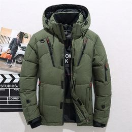 Men's Down Parkas Men High Quality Thick Warm Winter Jacket Hooded Thicken Duck Parka Coat Casual Slim Overcoat With Many Pockets Mens 221110