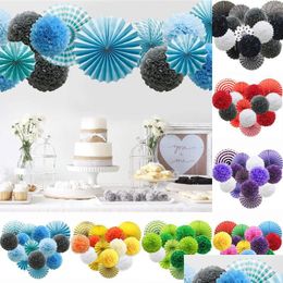 Other Festive Party Supplies Paper Fan Flower Hanging Supplies Ball Craft Decoration Baby Birthday Party Wedding Ceremony Backgrou Dhsh1