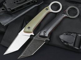 Hot M6686 Outdoor Fixed Blade Knife D2 Black/White Stone Wash Blade Full Tang G10 Handle Tactical Knives with Kydex