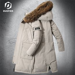 Men's Down Parkas Jacket Fashion Outdoor Workwear Style Long Puffer Jackets Faux Fur Collar Thick Warm Winter White Duck Coats 221110
