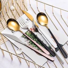 Dinnerware Sets Nordic Steak Knife Plated Cutlery Set 304 Stainless Steel Fork El Western Style Spoon Portugal 3pcs/set