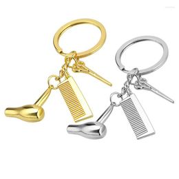 Keychains 1 Pc Barber Shop Tools Key Ring Hair Dryer Scissors Comb Pendants Simulation Keychain Dresser Present Hairdresser Gift