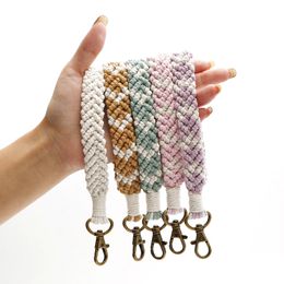 Hand Woven Keychain Cotton Rope Wrist Keychain Women's Key Pendant Bag Decorative Keyring