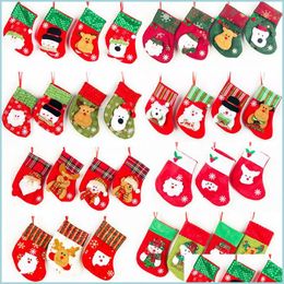 Christmas Decorations Christmas Stockings Gifts Snowman Elk Santa Claus Stocking Bags El Restaurant Cutlery Bag Tree Hanging Ornamen Dhnu8
