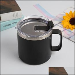 Mugs 14Oz Stainless Steel Coffee Mugs Double Walled Insated Cup With Handle Tea Milk Mug Drop Delivery Home Garden Kitchen Dining Ba Dh0Ob