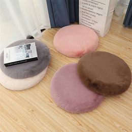 CushionDecorative Pillow 8 Colors Round Cushion Imitation Rabbit Fur Thickening Plush Stool Pad Solid Warm Dining Chair Anti-Slip Seat Mat 221109