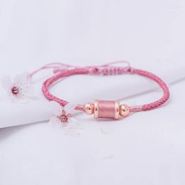 Charm Bracelets Kurukulle Bodhisattva Pink Bracelet Hand Knitted Adjustable Size Amulet Bring Good Luck And Marriage Silver Men Women