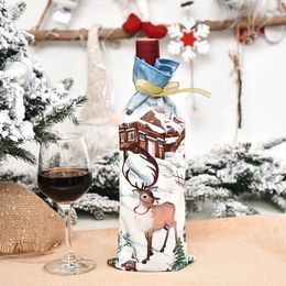 2023 Christmas Decorative Wine Bottle Cover Creative Cartoon Printing Old Man Figure