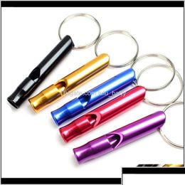 Keychains Lanyards Keychains Fashion Aessoriesmix Colours Mini Aluminium Alloy Whistle Keyring For Outdoor Emergency Survival Safety Ot0Zt