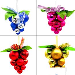 Christmas Decorations Grape Shaped Ball String Ornaments Merry Christmas Artificial Small Size Hanging Decoration For Roof Ceiling D Dhzu3