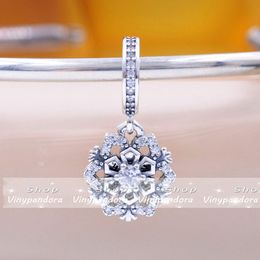 925 Sterling Silver Sparkling Snowflake Double Dangle Christmas Charm Bead Fits European Pandora Style Jewellery Charm Bracelets