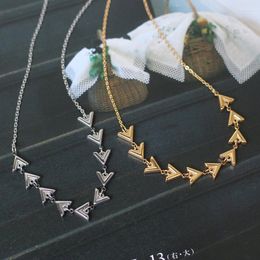 Pendants Amaiyllis 18K Gold Arrow Choker Necklace V-Neck Charms Clavicle Colour Link Chain Statement For Women Jewellery