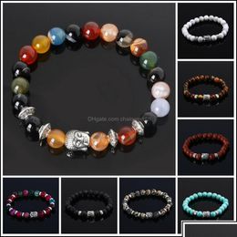 Charm Bracelets Charm Bracelets Jewellery Mens Luxury Bead Natural Stone Anchor Beaded Buddha Bracelet For Men Women Lava Chakra Drop Otshy