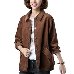 Women's Trench Coats Corduroy Coat Women Jacket 2022 Spring And Autumn Female Short Jacke Middle Aged Mother Loose Top Windbreaker