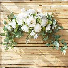 Decorative Flowers Artificial Wreath Door Threshold Flower Garland DIY Wedding Home Living Room Party Pendant Wall Decor Christmas Rose Swag