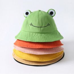 Wide Brim Hats Green Frog Bucket Hat For Kids Summer Autumn Plain Women Panama Outdoor Hiking Beach Fishing Cap Sunscreen Children Sunhat