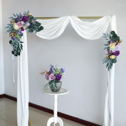 Decorative Flowers 2pcs Wedding Props Artificial Customiz Flower Row Arch Arrange Wreath Rose Christmas Decor Home Wall Hanging Silk
