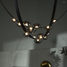 Chandeliers Postmodern Chandelier Minimalist Italian Light Villa Duplex Floor Empty Staircase Leather Designer Long