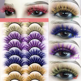 Wholesale 8D Faux Mink False Eyelashes 10 Pairs Fashion Eyes Makeup Tools Colourful Fluffy Curl Eye Lash Natural Look