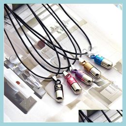 Pendant Necklaces Korean Pills Couple Pendant Necklace Sale Save Love Capse Shape Leather Chain Tube Alloy Fashion Heart Jewelry For Dhl4C