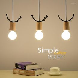 Pendant Lamps Nordic Modern Simple Wood Little Antlers Lights Restaurant Dining Table Kitchen Bed Decoration Lighting