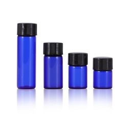 500pcs 1ml 2ml 3ml Mini bule Glass bottle Essential Oil Bottles Orifice Reducer cap Refillable Bottles Vials