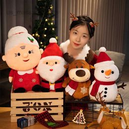 Christmas Toy 23CM Lovely Santa Claus Elk Snowman Plush Toys ffed Animal Doll Christmas Gifts For Children Kids Home Decoration L221110