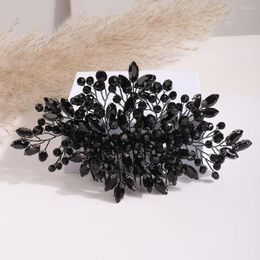 Headpieces Romantic Black Rhinestone Crystal Halloween Bridal Hair Combs Handmade Vintage Wedding Accessories Tiara Women Party Headpiece