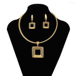 Necklace Earrings Set Women's Fashion Trend Jewellery Dubai Gold Colour Wedding Party Gift Ladies
