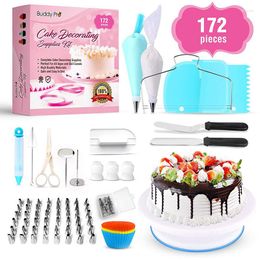 Baking Tools 172-Piece Cake Turntable Decorating Nozzle Set With Piping Bag TPU Russian Reusable Mould