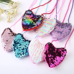 7 Colors Children's Sequin Coin Purse Little Girl Messenger Love Bag Cute Shoulder Bag Kindergarten Mini Wallet