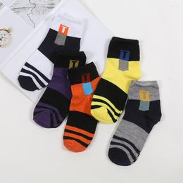 Men's Socks SALE 5 Pairs Fashion Mens Cotton For Women Man Meias Casual Striped Short Ankle Sock Calcetines Hombre Male Breathable