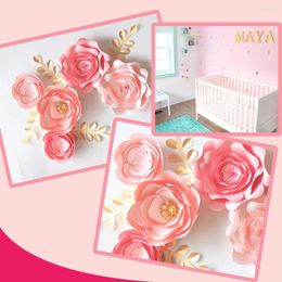 Decorative Flowers Paper Wall Decor Pink Nursery Flower Baby Shower Table Dessert Backdrop Girls Room Crafts Decoration Home Dropship