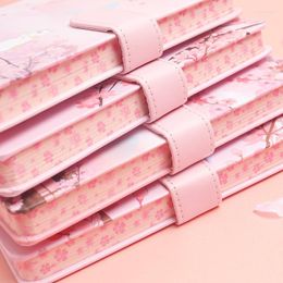 Cute Pink Sakura Creative Magnetic Buckle Hand Book Notebook Thickened Diary Travel Journal Office School Supplies