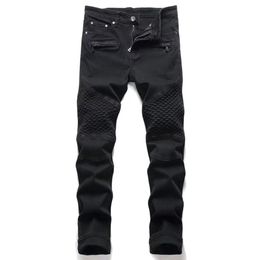wholesale 2032 Jeans da uomo Designer Jeans Distressed Strappato Biker Slim Fit Moto Denim Per uomo Moda jean Mans Pantaloni pour hommes # 822