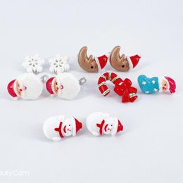 Backs Earrings 1pair Christmas Ear Buckle Cute Child Xmas Candy Cane Snowflake Clips Children Gifts Paryt Decoration