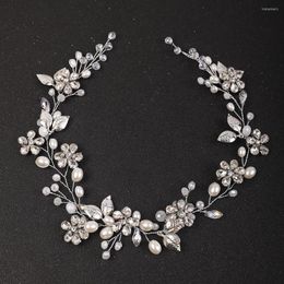 Headpieces Silver Rhinestones Headbands Pearls Leaves Handmade Hairband Banquet Flower Hairpieces Wedding Hair Accessories For Bride