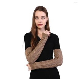 Knee Pads Winter Knitted Long Arm Warmers Sleeve Stretch Fingerless Solid Color Outdoor Classic Woolen Guard Mittens