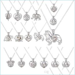 Other Jewelry Sets Cage Pendant Necklace Love Wish Natural Freshwater Pearl Hollow Heart Locket Necklaces Women Girls Fashion Jewelr Dhd46