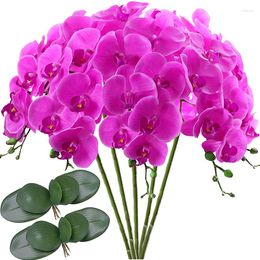 Decorative Flowers 5pcs Artificial Orchid Flower Phalaenopsis 80cm Fake Buttefly For Decoration