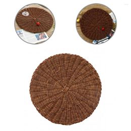 Table Mats Lightweight Excellent Simulation Rattan Woven Round Shape Coasters 2 Colors Cup Pad Wear Resistant For Restaurant