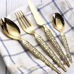 Dinnerware Sets Set Luxury Cutlery Steel Quality 6Pcs Tableware Knives Forks Dining Dinner Western Restaurant