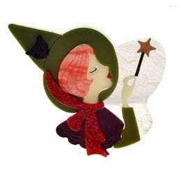 Brooches CINDY XIANG Acrylic Little Fairy Wielding A Magic Wand Brooch Acetate Fibre Pin Figure Jewellery