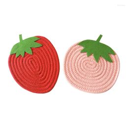 Table Mats H55E Cartoon Strawberry Fruit Placemat Cotton Rope Mug Coasters For Dining Drink Tea Cup Insulated Bowl Mat Dish