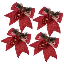 2022 new fashion Decorative Flowers Christmas Bows Bow Tree Decoration Wreaths Glitter Ornament Conepine Bowknot Flannel Decor Holiday Gift Wreath Xmas