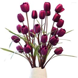 Decorative Flowers 100cm Artificial Tulips Flower Bouquet 5pcs Silk Party DIY Home Table Wedding DecorationsNo Vase