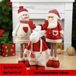 Christmas Toy Big Size Christmas Dolls Retractable Santa Claus Snowman Elk Xmas Figurines Christmas Decoration Gift for Kid Xmas Tree Ornament L221110